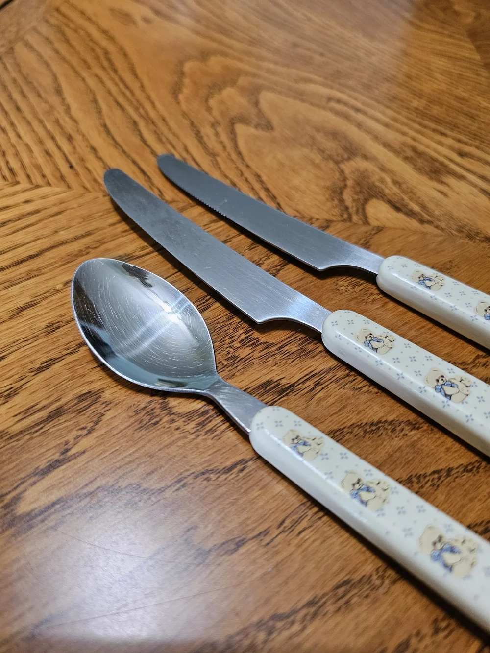 Vintage 80s Set of 3 Tienshan Country Bear Theodore Utensils Grandma Cottagecore